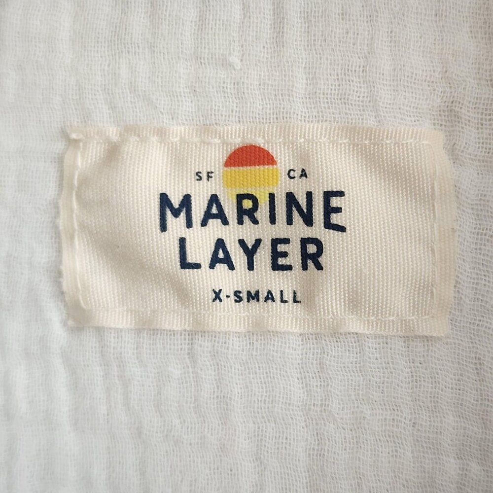 Marine Layer Shirt Womens XS White Double Gauze Cotton Button Front Top Pockets - Picture 5 of 11
